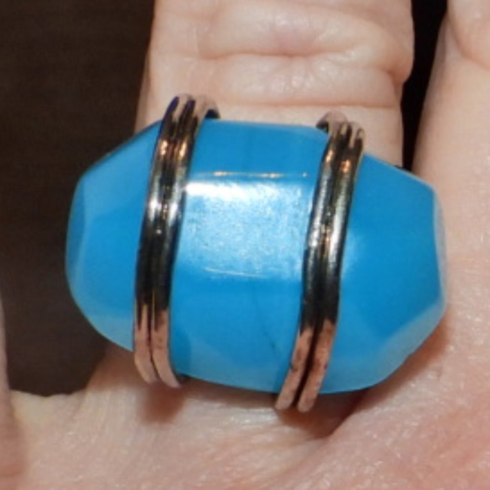 Large Blue Stone Ring Size 6